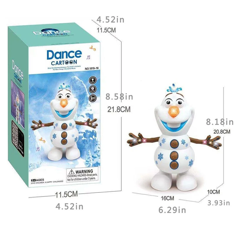 

Dancing Snowman Olaf Robot With Led Music Flashlight Electric Action Figure Model Kids Toy Animatronics Figurine