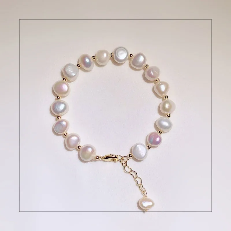 Женский винтажный браслет из серебра S925 пробы с натуральным пресноводным