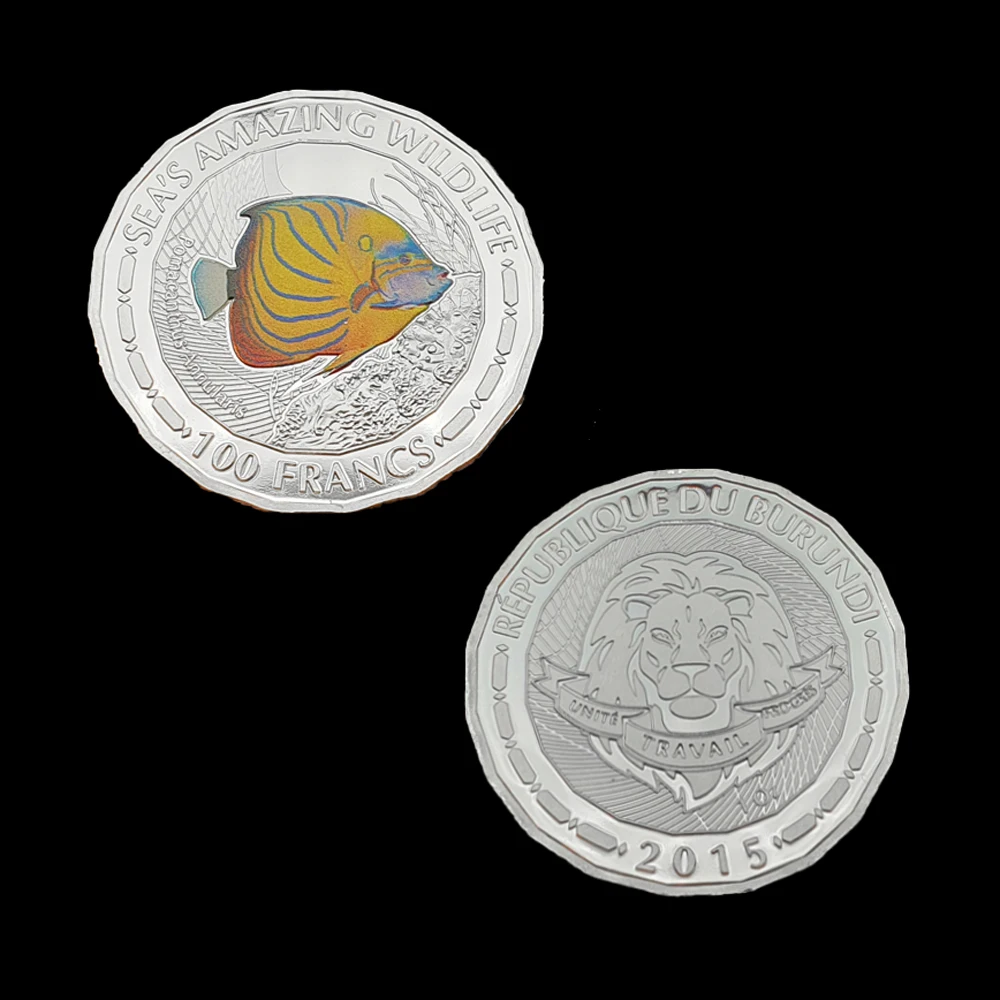 

Silver Plated Wildlife Pomacanthus Annularis Fish Commemorative Coins Collectibles For Collection Gifts Business