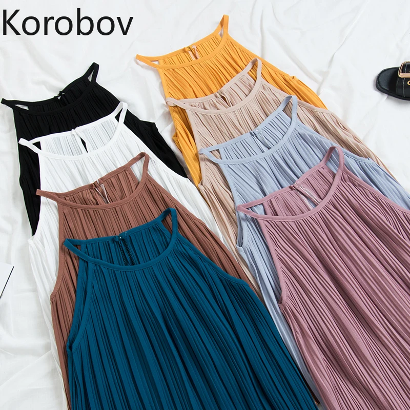Женская шифоновая майка халтер Korobov модная однотонная без рукавов в корейском