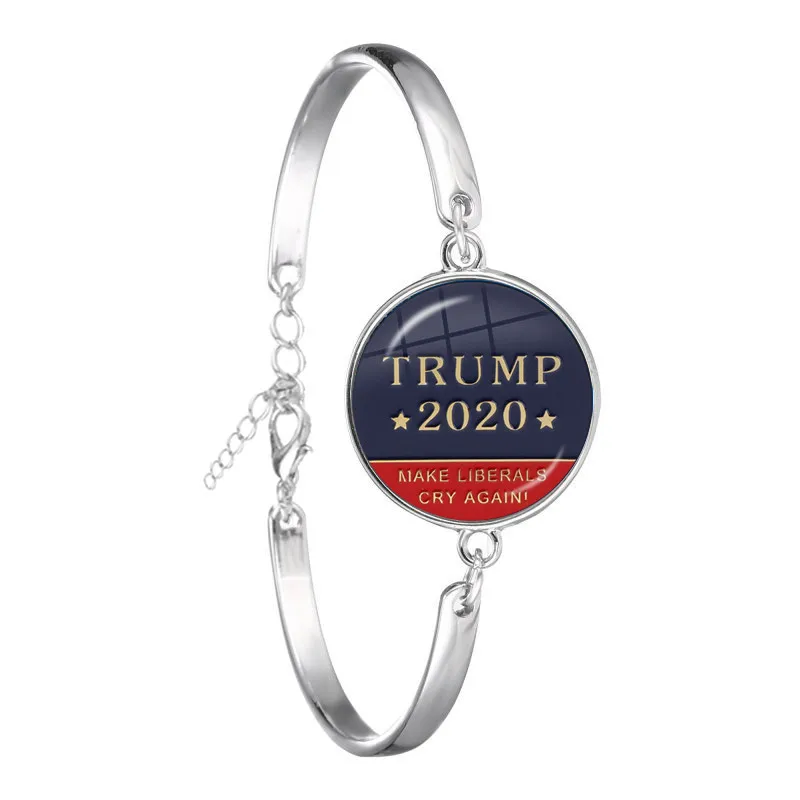 Держите Америку большой стеклянный браслет из кабошона Флаг США Трамп 2020