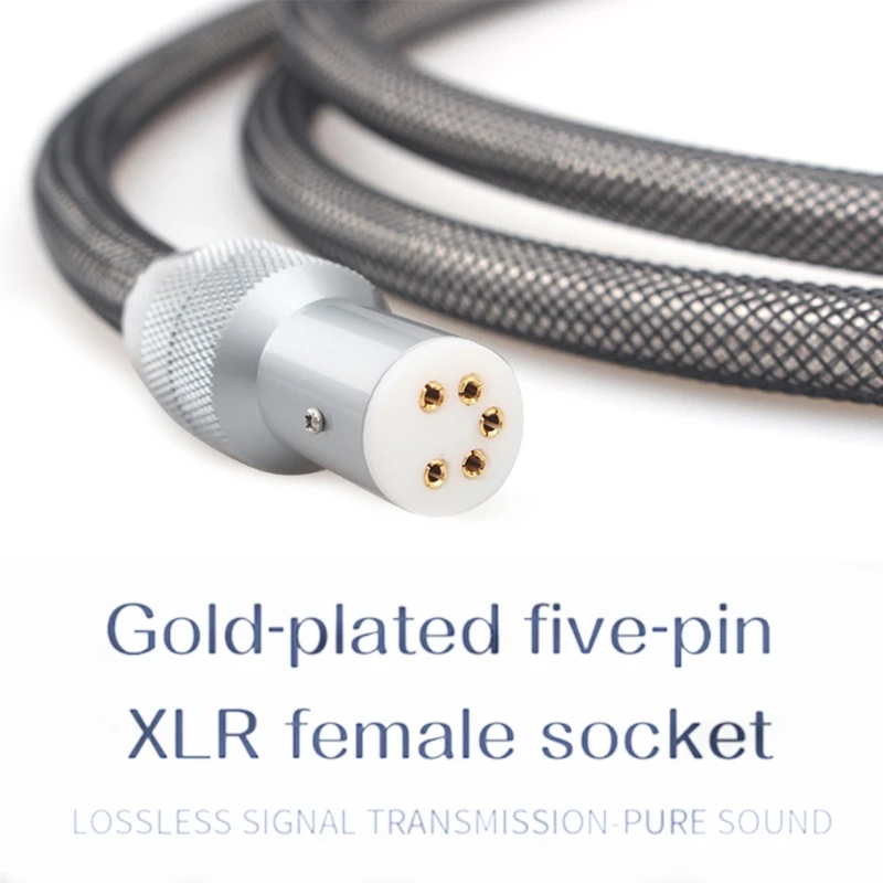 

LP Vinyl Record Tonearm Cable Signal Cable XLR Five-Core Female Socket Ded Q81F