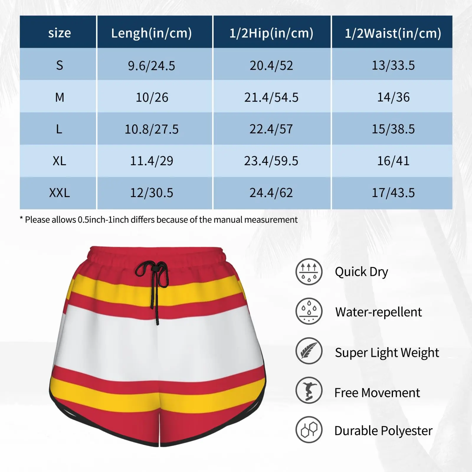 

Varsity Retro Red White & Yellow Home Swim Shorts Quick Dry Women Beach Short Scouse Scouser The Kop