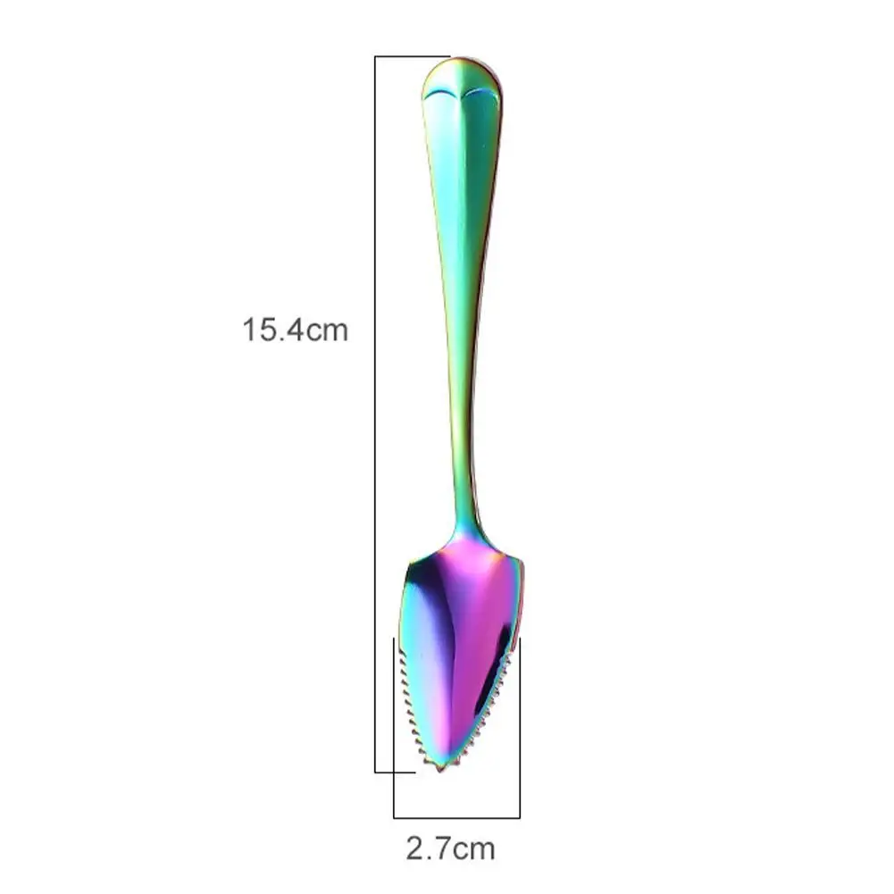 

1Pc Steel Grapefruit Scraper Spoon Serrated Sawtooth Baby Handle Multi-functional Edge Food Long Prepare P3K6