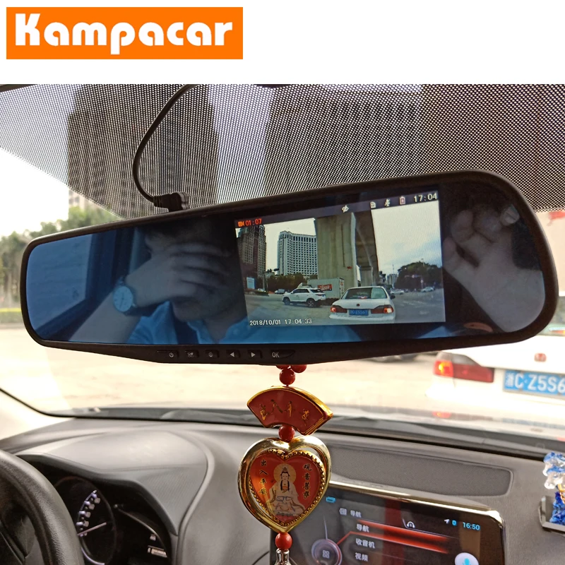 Kampacar 4,3 дюймов зеркало заднего вида автомобильный видеорегистратор с камерой заднего вида видео рекордер авто регистратор для автомобилей двойной видеорегистратор два видеорегистратора