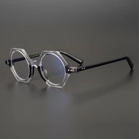 2021 high quality acetate with texture glasses frame men hexagon eyeglasses for women clear lens prescription eyewear spectacles