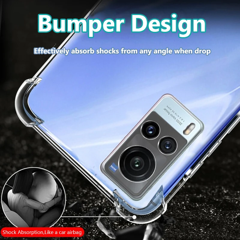 For vivo X70 X60 X50 X51 5G X30 X27 Pro X23 X21i X21 X20 Plus X21s Slim Soft TPU Silicone Transparent Case Shockproof Back Cover