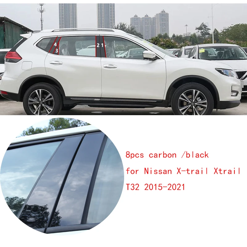

Автомобильные наклейки из углеродного волокна на дверь окно средняя Колонка отделочная полоса наклейки для Nissan X-trail Xtrail T32 2021 2020 2019 2018 2017 2016 ...