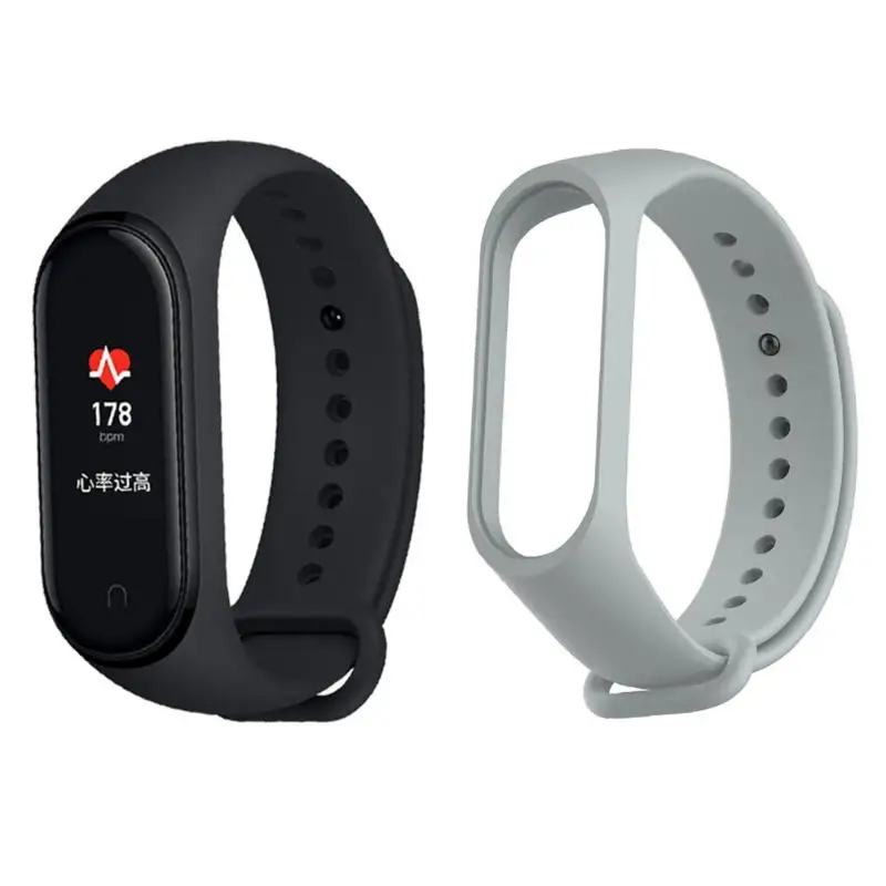 Add Grey Strap CN версия Xiaomi mi смарт-браслет 4 3 цвета AMOLED экран mi Band 4 фитнес-трекер Bluetooth спортивный водонепроницаемый браслет - Цвет: Add Grey Strap