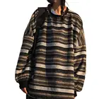 Женские винтажные Полосатые свитера, осенний Вязаный Свитер оверсайз с длинным рукавом в стиле хип-хоп, Ulzzang BF, унисекс, парные зимние пуловеры, топы