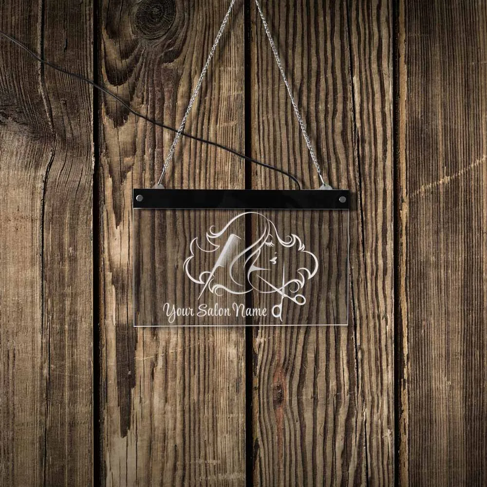 Подгоняемый светодиодный знак окна освещения для салона волос бизнес студия