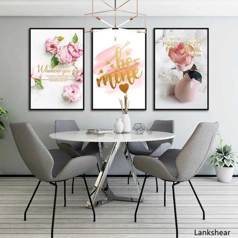 Картина на холсте с розовыми цветами настенные постеры и принты для гостиной