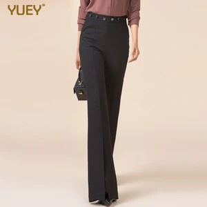 brand hot sale autumn winter flared pants women high waist plus large size slit black suit trousers long lengthen for tall women free global shipping