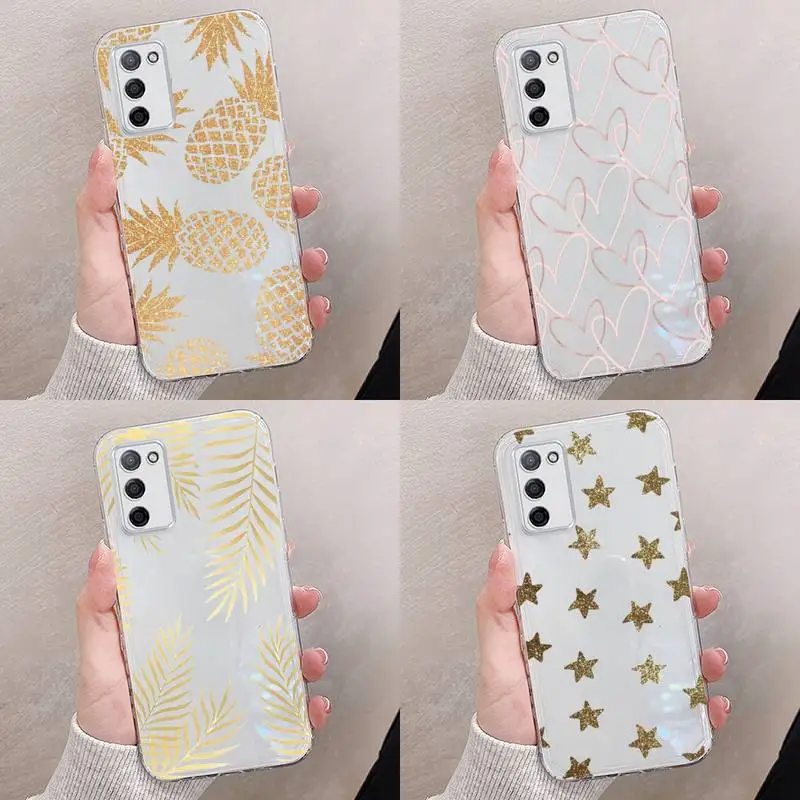 

gold Phone Case Transparent For oppo RENO A 1 2 3 4 5 7 8 Z 2Z SE ACE PRO moible bag