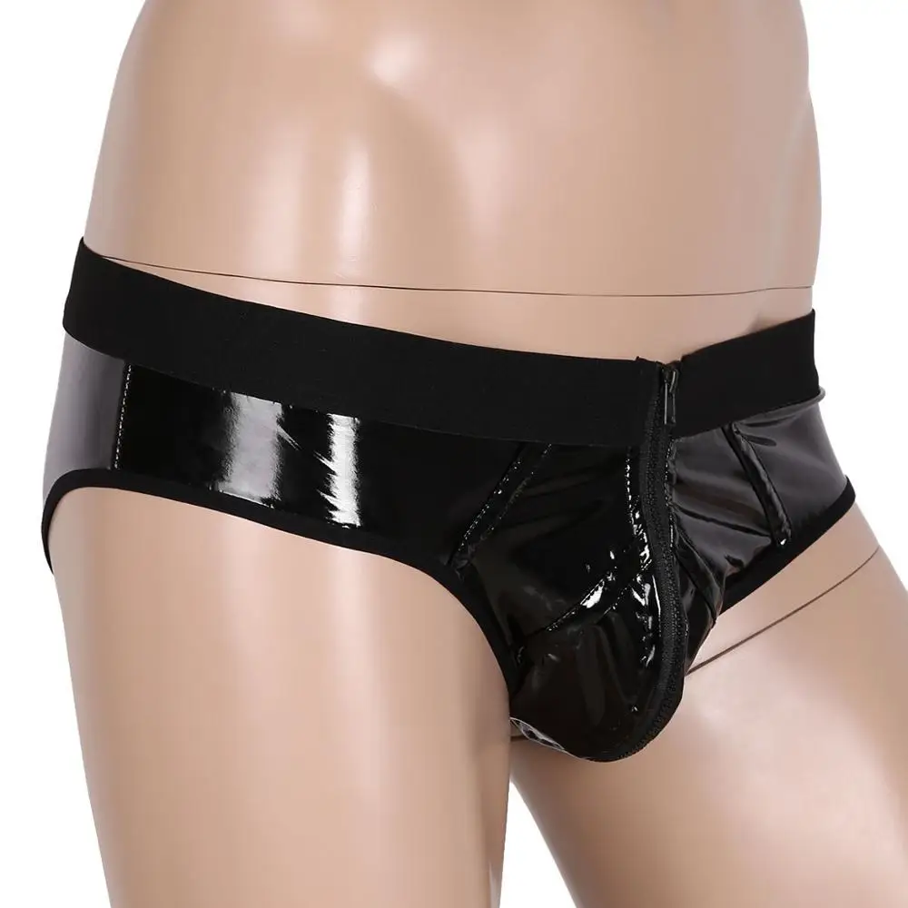 Сексуальное мужское нижнее белье трусы эротические с открытой застежкой молнией