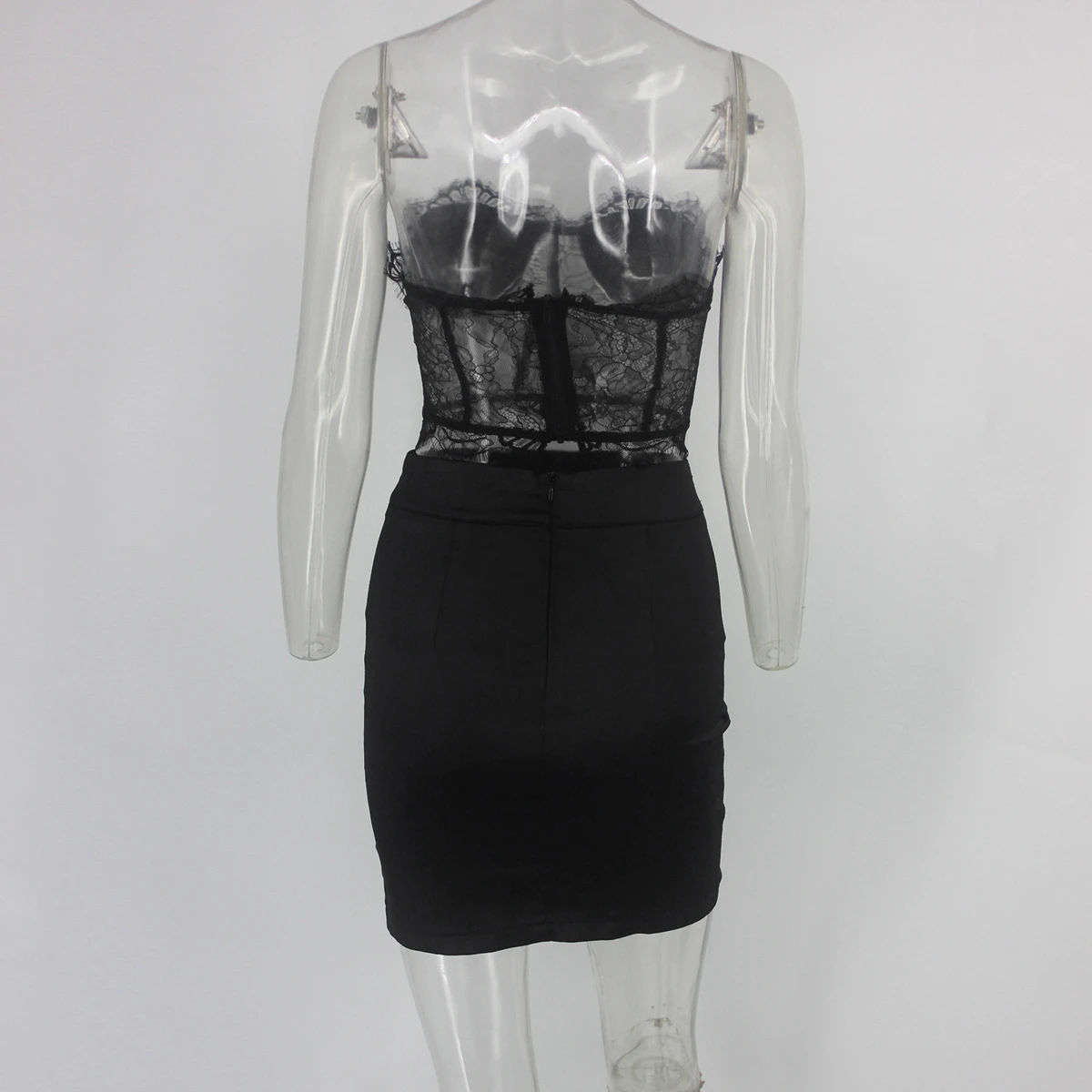 Dressmecb сексуальный комплект из двух частей без бретелек с открытой спиной черный