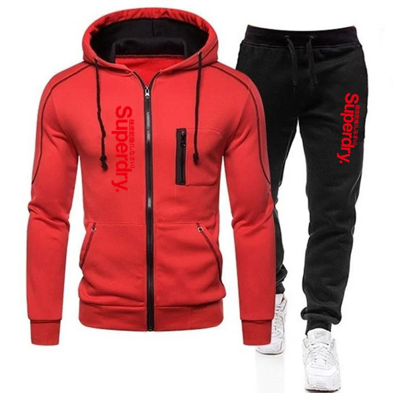 

Men Tracksuit Casual Hoodies Sets 2021 Spring New Male Jackets+Pants Two Piece Sets Hip Hop Streetwear Sports Suit