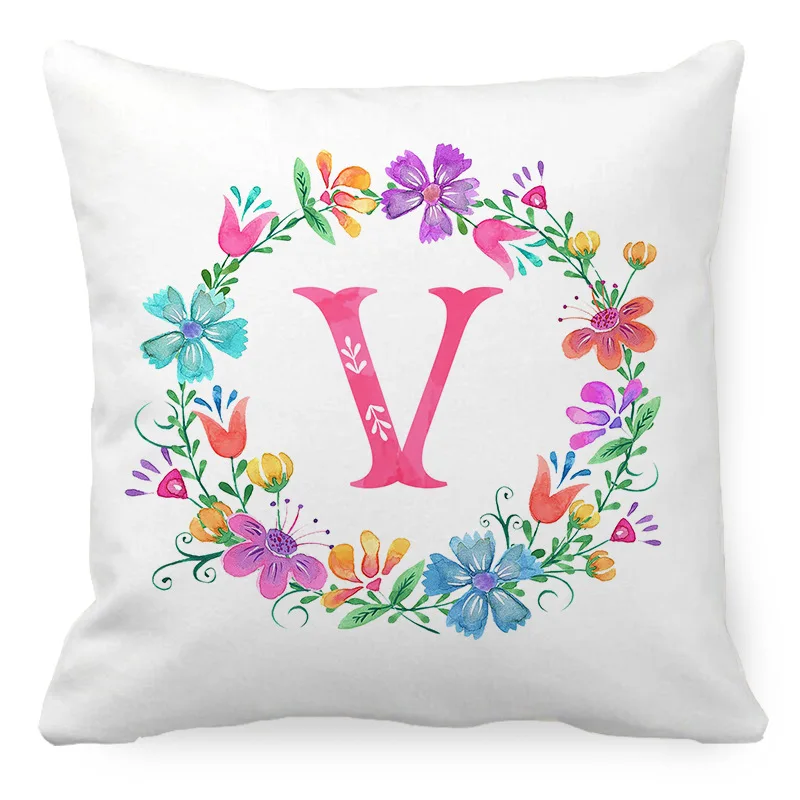 Holiday decoration letter cushion cover new 26 sofa pillow garland peach skin material 45X45cm | Дом и сад