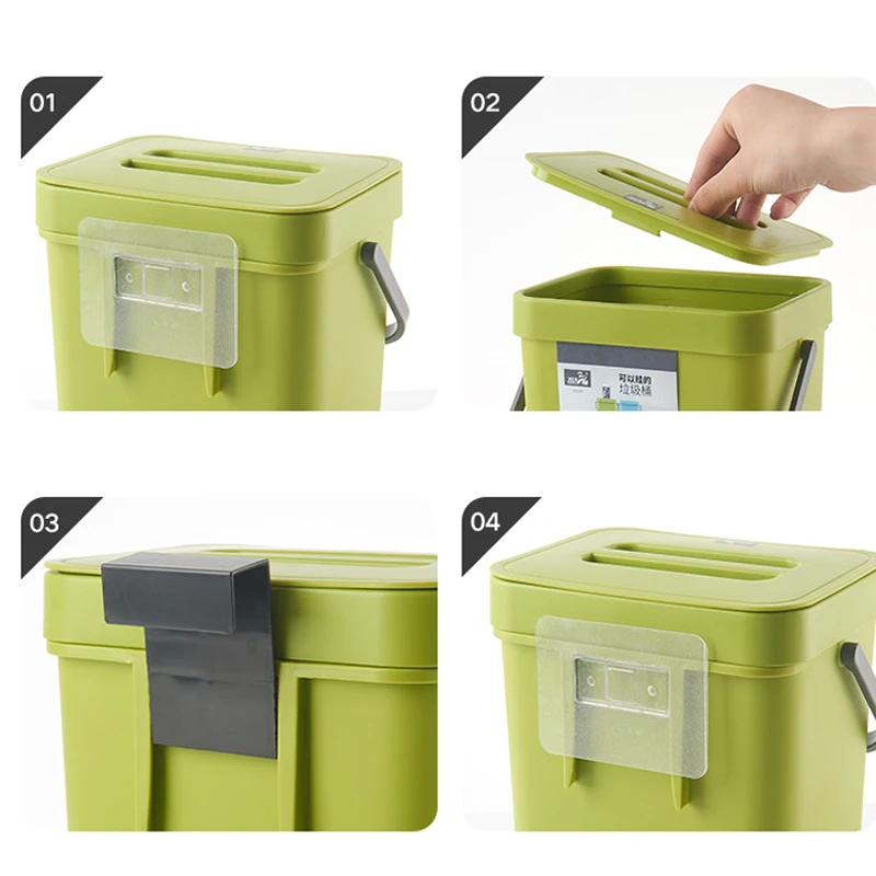 

Newly Kitchen Hanging Type Trash Can Home Bedroom Bathroom Wall-mounted Plastic Square Garbage Can VA88