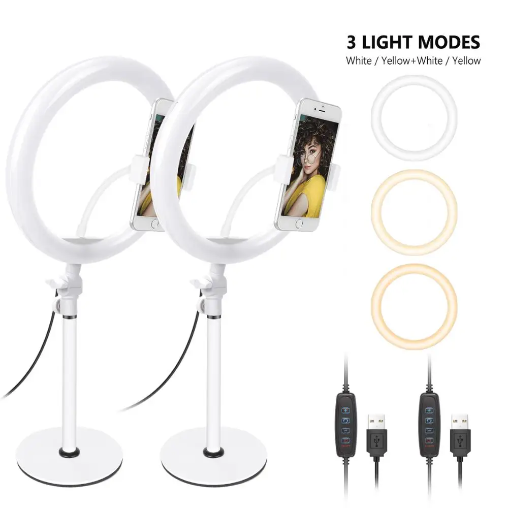 Кольцевой светильник Neewer настольный 10-дюймовый для селфи с подставкой и