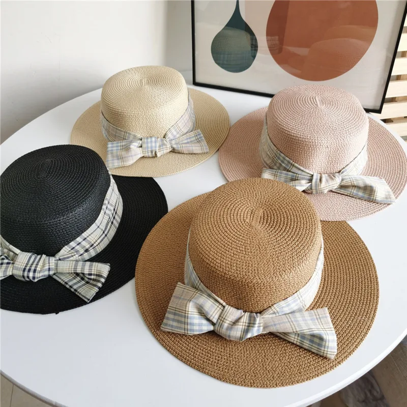 

Шляпа от солнца с бантом женская, складная Соломенная пляжная Панама с козырьком и широкими полями, в богемном стиле, летняя