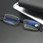 Очки для чтения мужские с защитой от синего света, металлические Полуободковые Рецептурные очки, TR90 + 1 + 1,5 + 2 + 4