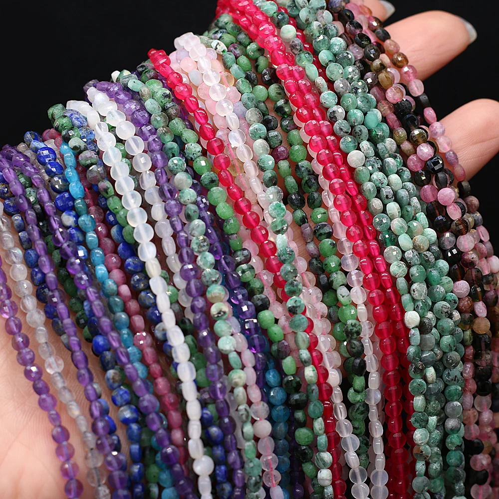 Натуральный Камень Бисер монета сжатая Турмалин оливин Гранат Граненые Бусины