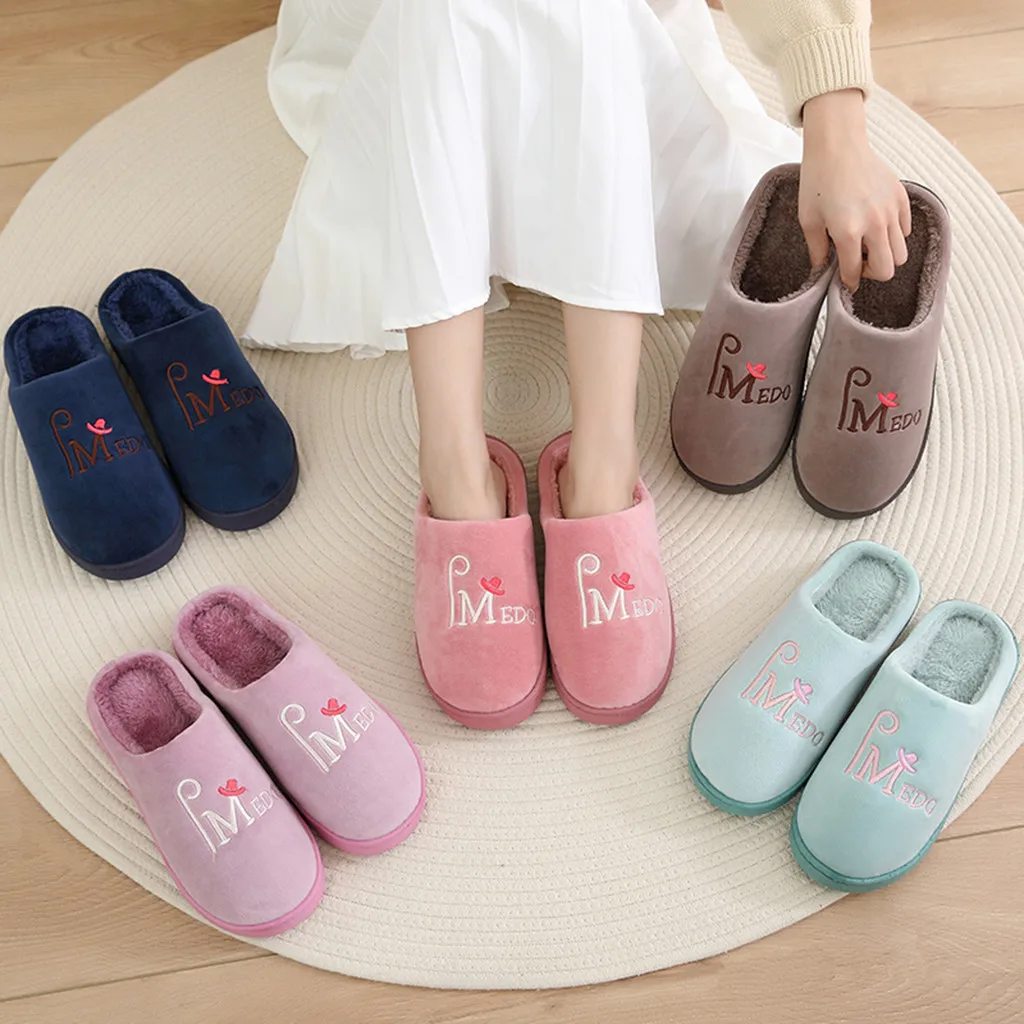 

Men and women winter couple plush home cotton slippers warm indoor cotton slippers men's soft non-slip floor slippers