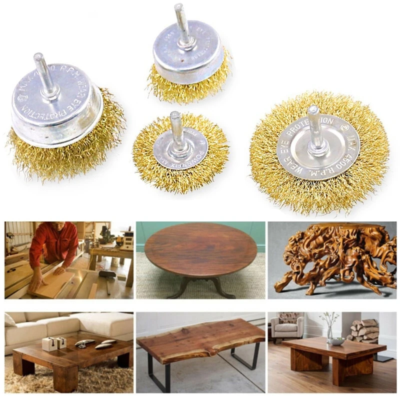 

7XEA 9pcs/set Brass Brush Wire Wheels Brushes Drill Rotary Tools Engraver Grinder Polishing Metal Rust Removal Brush Set Tool