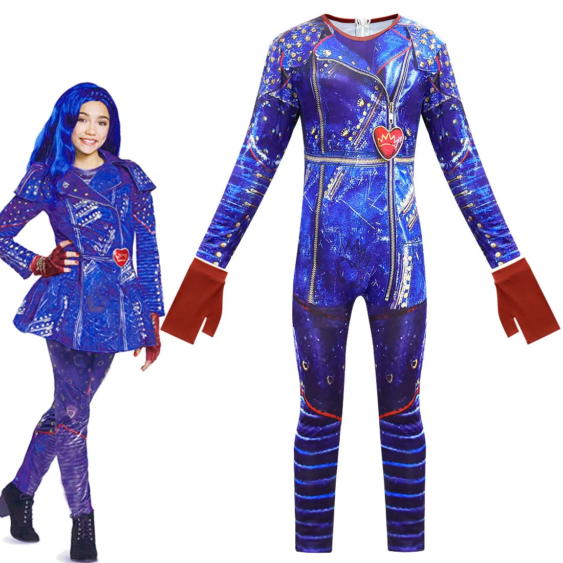 

Детские костюмы на Хэллоуин 3, костюм для косплевечерние Evie Envy для девочек, перчатки, Детский комбинезон для карнавала 884