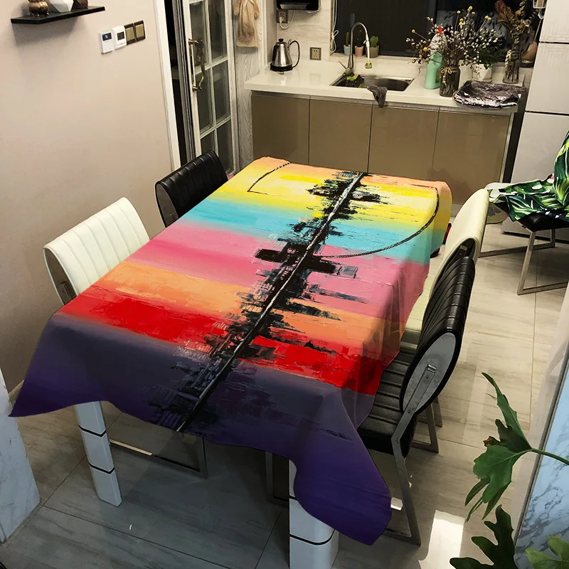 

Washable Waterproof Printing Urban Street View Pattern Household Tablecloth