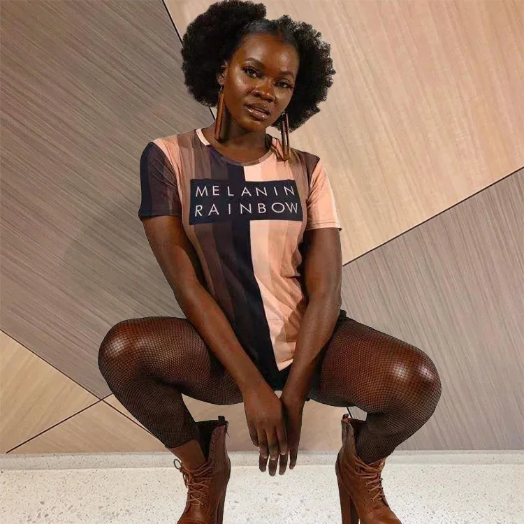 

Chocomist T-shirt Fashion Casual Letter Print Women T-shirt SZ9005