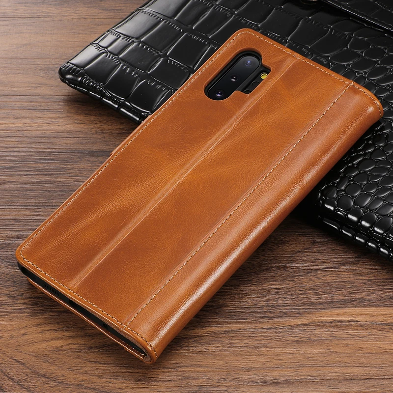 Для samsung Galaxy Note10 флип-кейс из натуральной кожи деловой бумажник oil Wax Подставка Крышка смартфона для samsung Note10 Plus