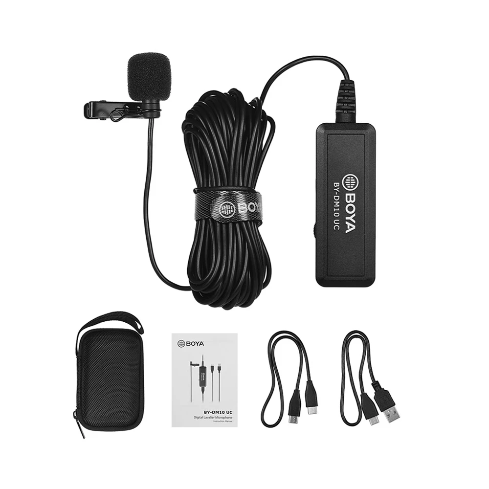 

BOYA BY-DM10 UC Digital Omnidirectional clip-on Lavalier Microphone with USB&Type-C connectore cable for Android Mac Windows