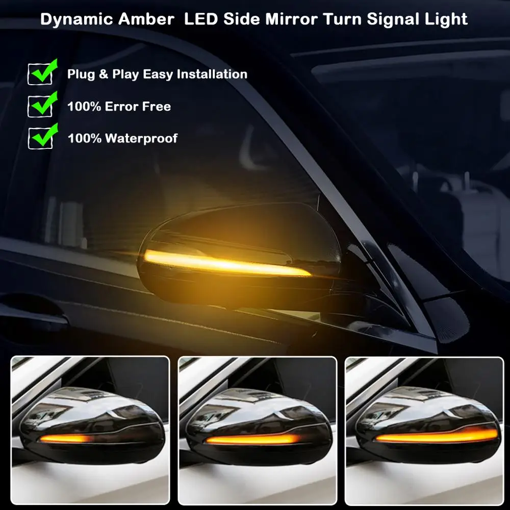 

2Pcs For Benz C-CLASS W205 S-CLASS W222 GLC X253 E-Class W213 V-Class W447 Amber LED Side Rearview Mirror Turn Signal Light