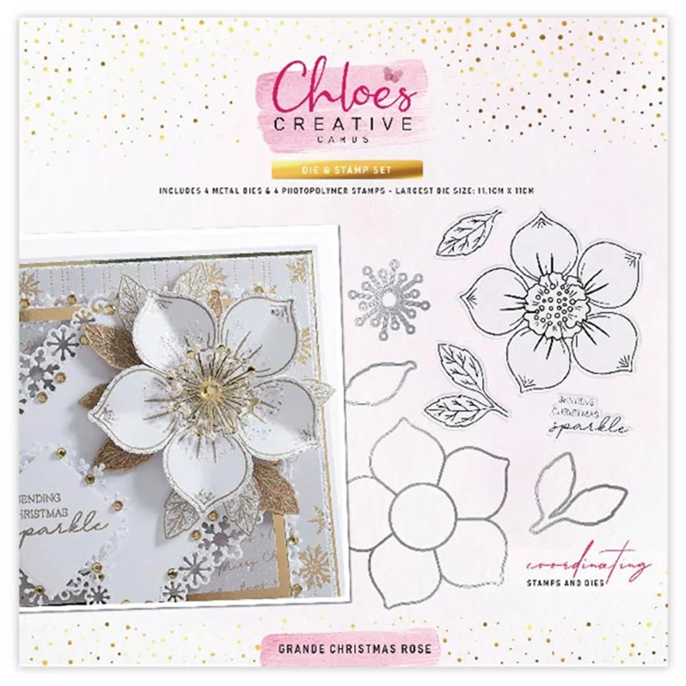 

Metal Cutting Dies and Stamps 2021 New Gift Hot Sell Grande Christmas Rose Set Scrapbooking Diy Decoration Craft Embossing Mold
