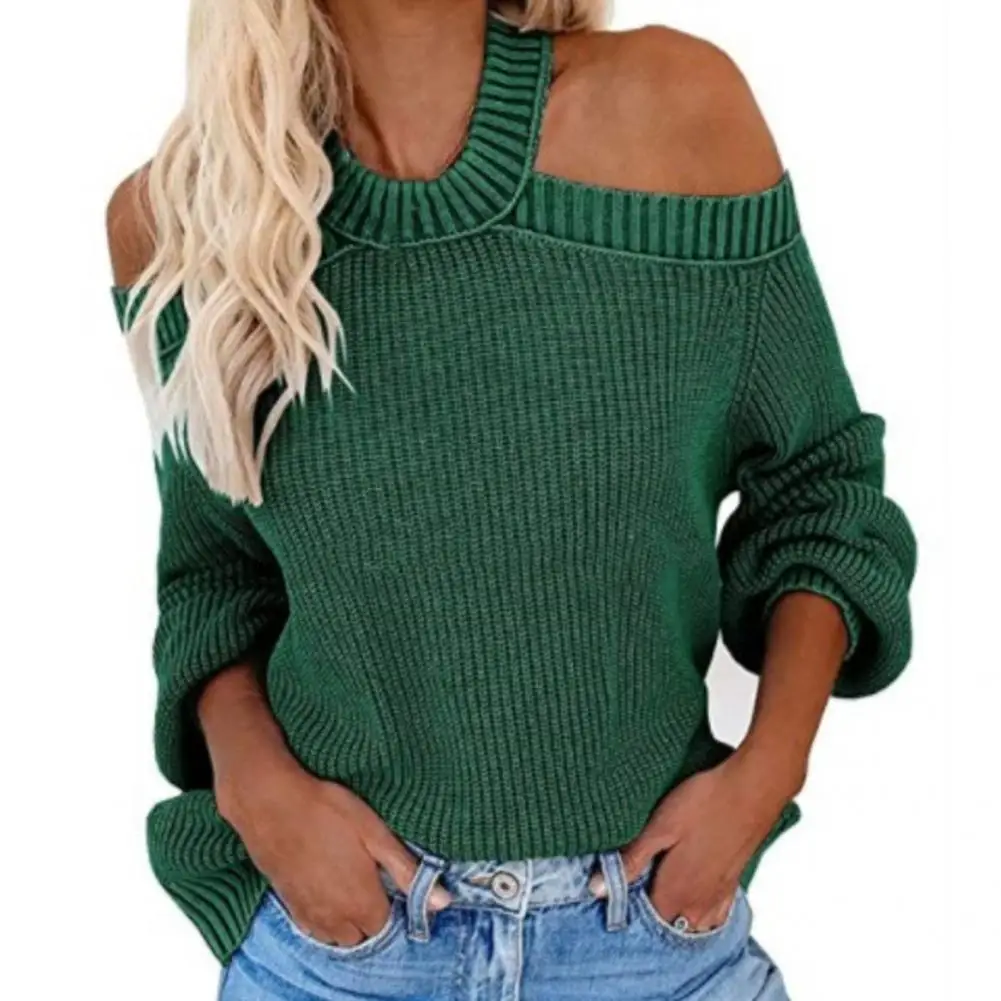 

Chic Sweaters Long Sleeve Open Shoulder Long Sleeve Knitting Sweater for Working Knitted Top Knitted Blouse