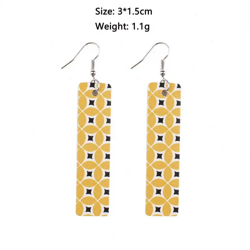 Женские кожаные серьги-подвески с принтом в марокканском стиле