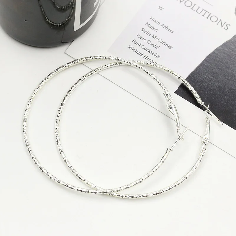 Модные женские золотые серебряные полые большой круг кольцо серьги ухо Бамбук