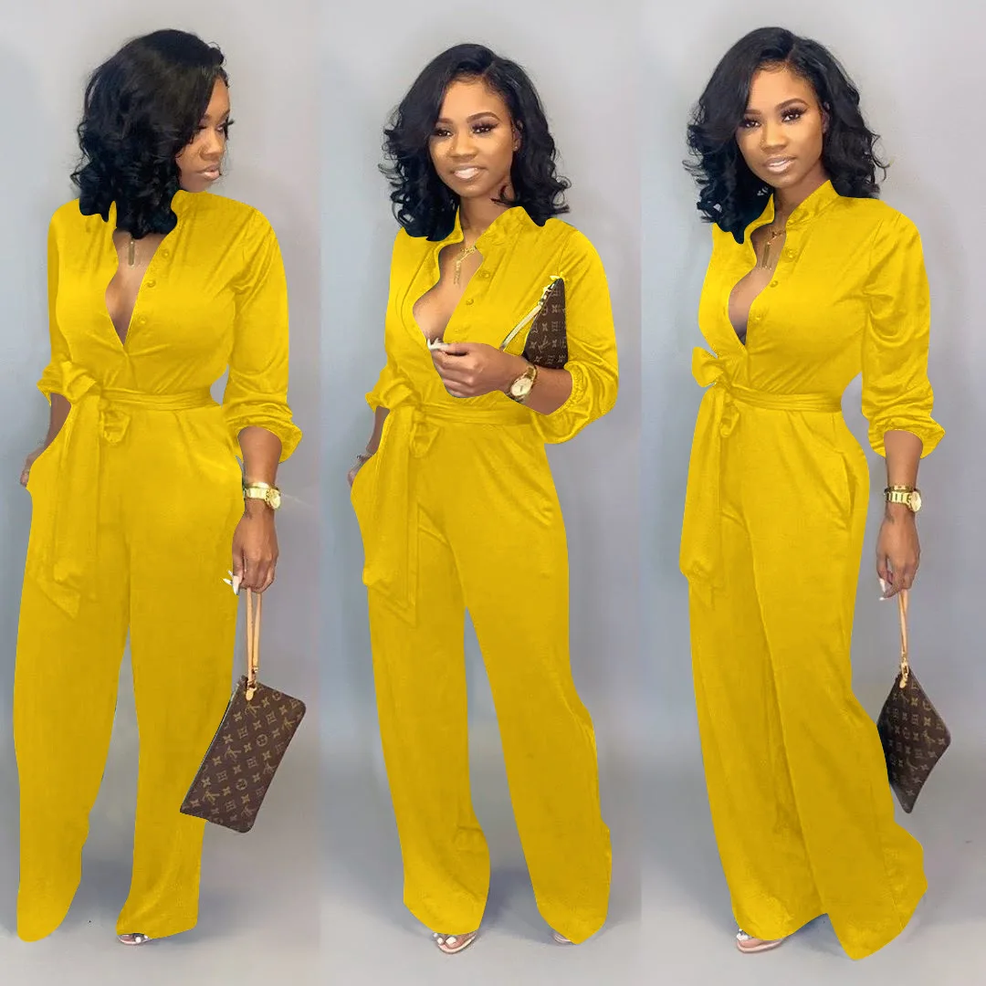 Женский свободный комбинезон однотонный повседневный большого размера с