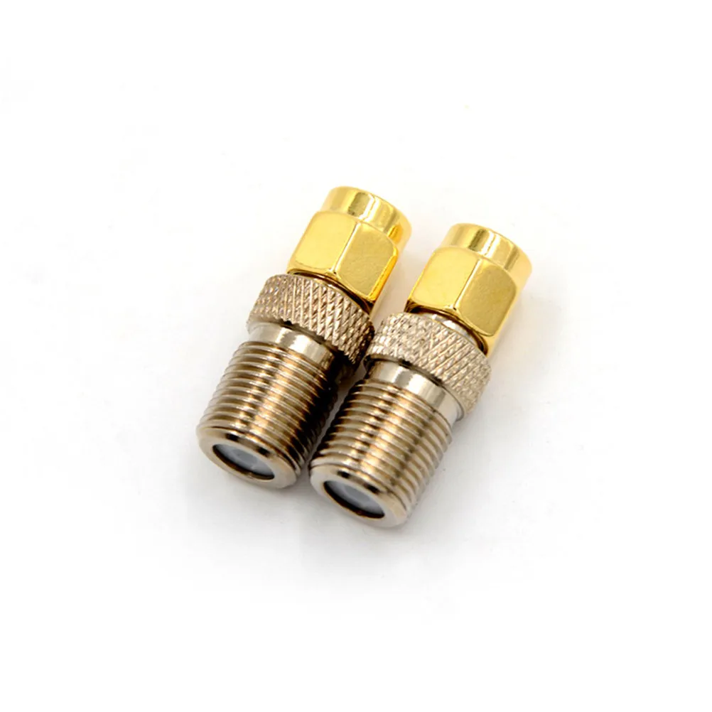 

New 1Pcs High Quality F Type Female Jack to SMA Male Plug Straight RF Coaxial Adapter F connector to SMA Convertor gold Tone