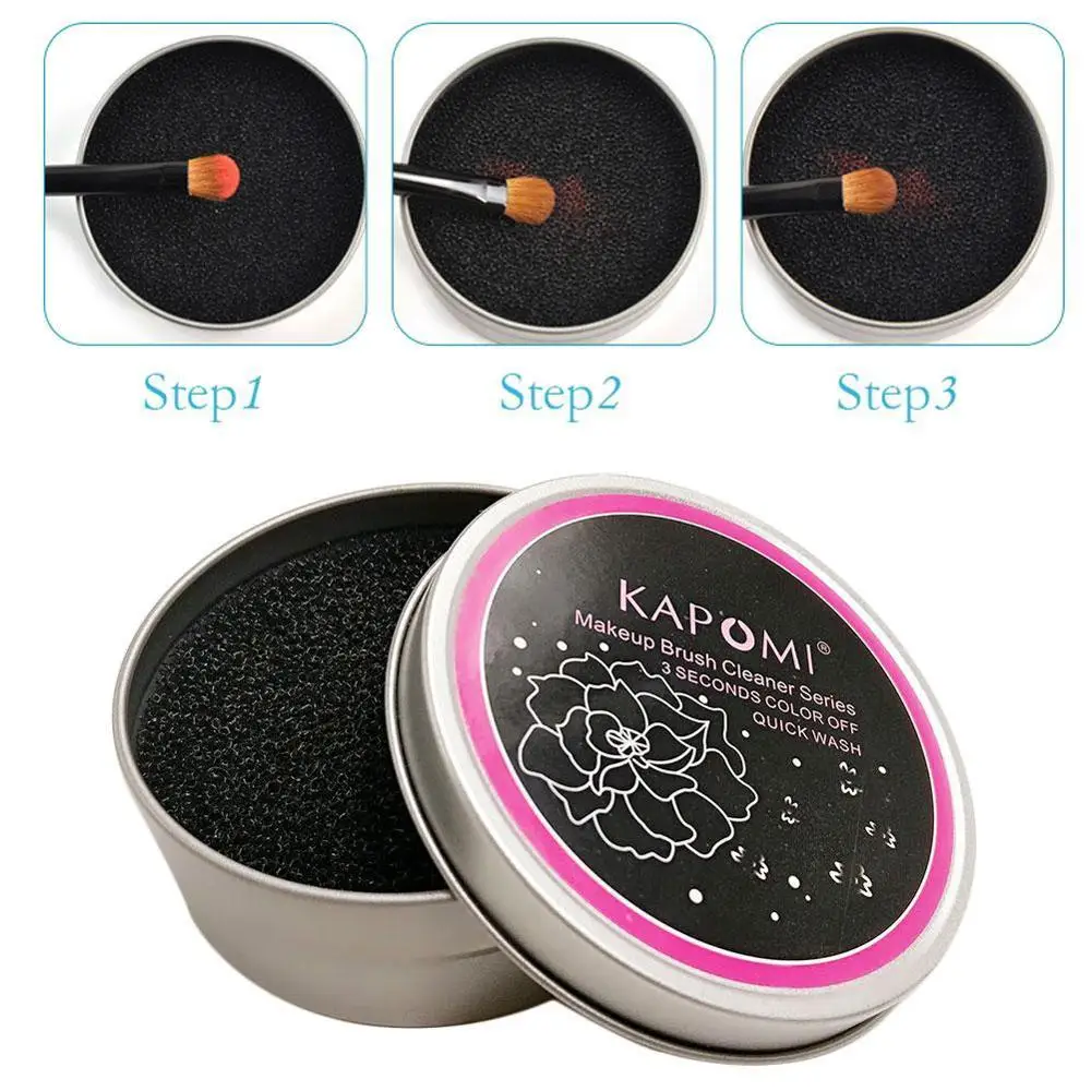 Губка Кисть Косметика очиститель железная коробка для глаз губ носа лица кисти