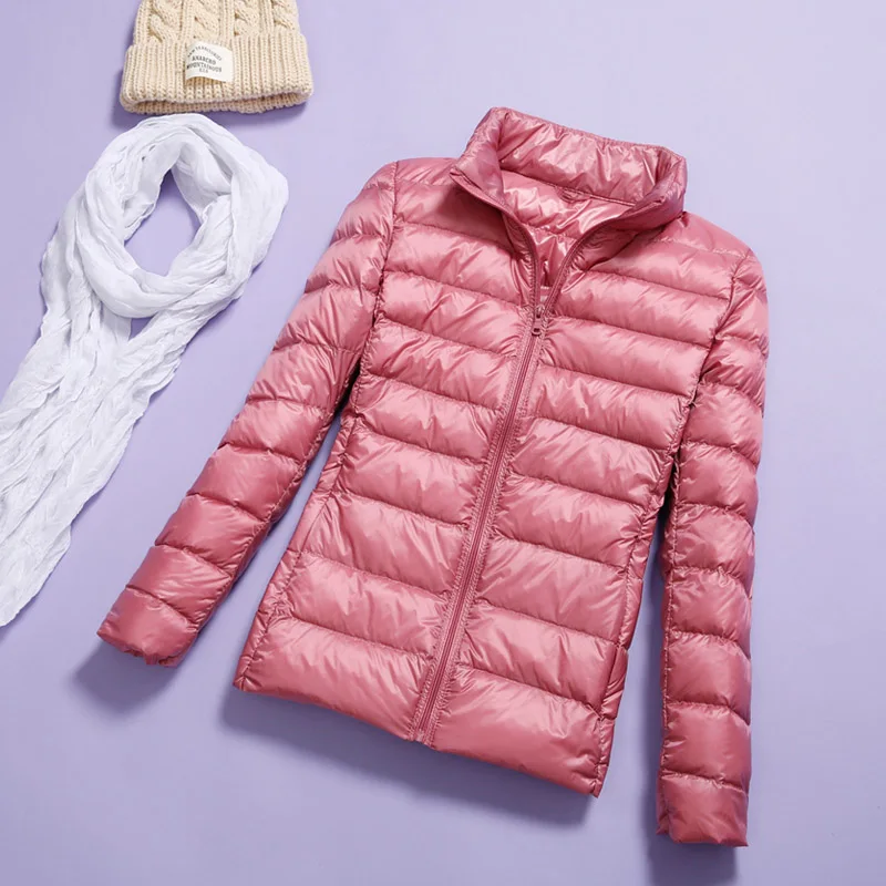 

Women's Jacket Autumn Winter Coat Ultra Thin Coats Spring Casual Plus Size Zipper Basic Jackets Female Slim Duck Down Warm Coat
