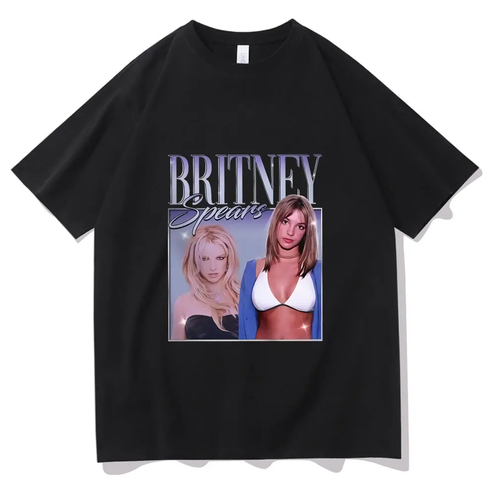 

Men Hipster Hip Hop Short Sleeve Tops Tees Britney Spears Beautiful Photo Men Black for White T-Shirt Summer Cotton Tshirt