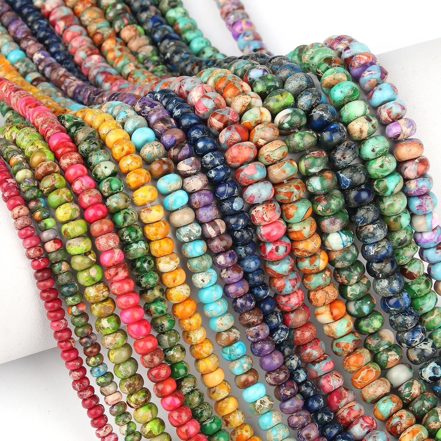 

AA Natural Stone Bead Rondelle Shape Loose Abacus Turquoises Imperial Jaspers Snakeskin Stone Beads For Handmade Jewelry Bracele