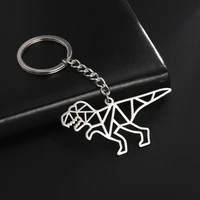 cooltime cute hollow animal dinosaur keychain tyrannosaurus key chain holder ring for men boys women stainless steel jewelry