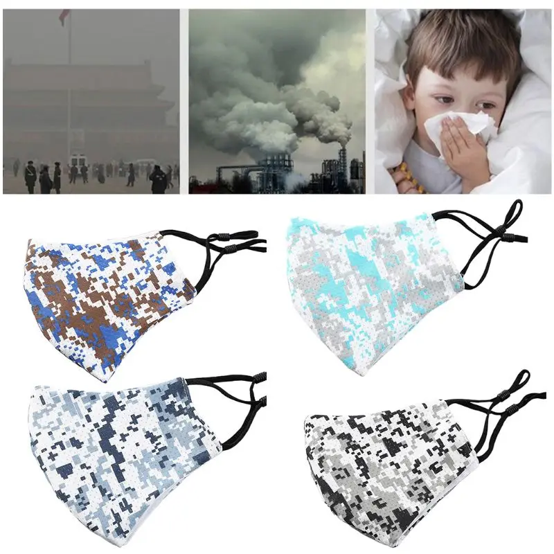 

Unisex Breathable Ice Silk 3D Mouth Mask Contrast Color Camouflage Adjustable Earloop Dustproof Reusable Face Cover