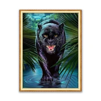 animal black panther diy embroidery 11ct cross stitch kits craft needlework set printed canvas cotton thread home decoration hot