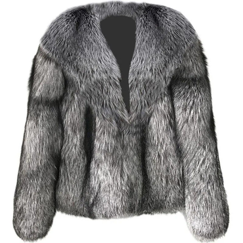 Women's fur coat short clothes fashion imitation fox fur jackets autumn winter casual ladies jacket куртка зимняя женская grey