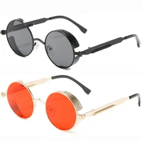 gothic punk steampunk sunglasses uv400 round frame design colored lenses glasses eyewear steampunk sunglasses for men women